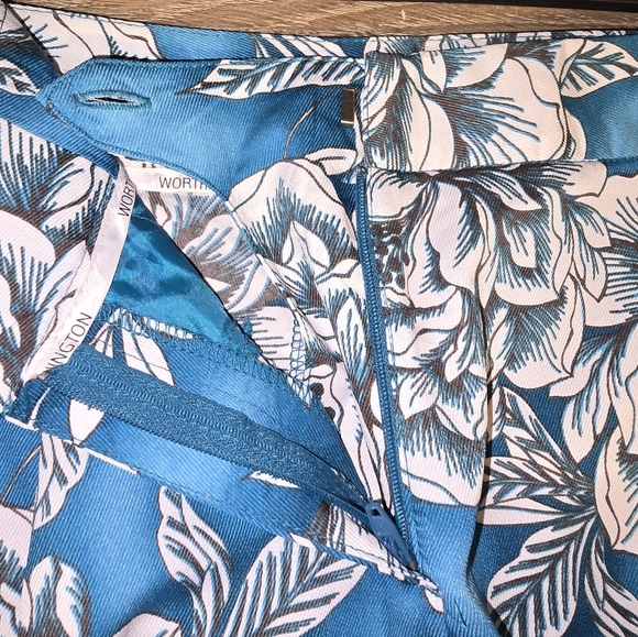NWT Worthington Blue Floral Wide Leg Flowy Palazzo Pants with Pockets 6 or S M - Picture 3 of 9